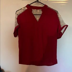 V-neck maroon floral top